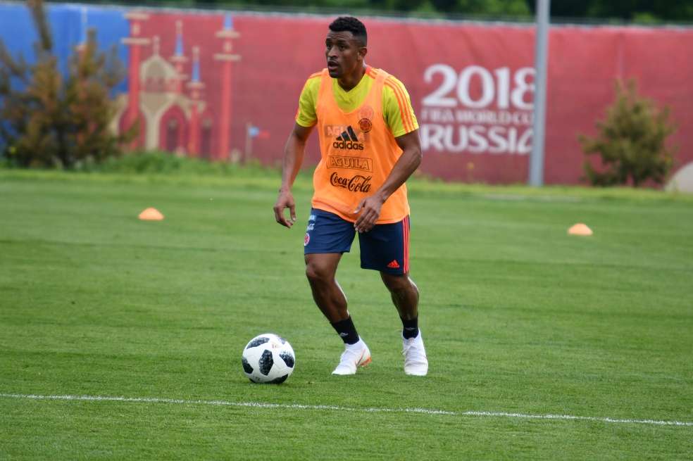 Farid Díaz en uno de los entrenamientos de la selección colombiana de fútbol en Kazán, Rusia. / FCF