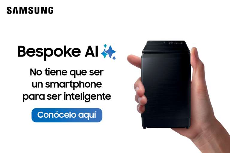 Lavadora Bespoke Carga Superior: disponible desde 13 hasta 21 kg. AI Wash ajusta automáticamente el ciclo ideal. Ecobubble limpia con agua fría y AI Energy reduce el consumo. Potente, eficiente y práctica para el día a día.