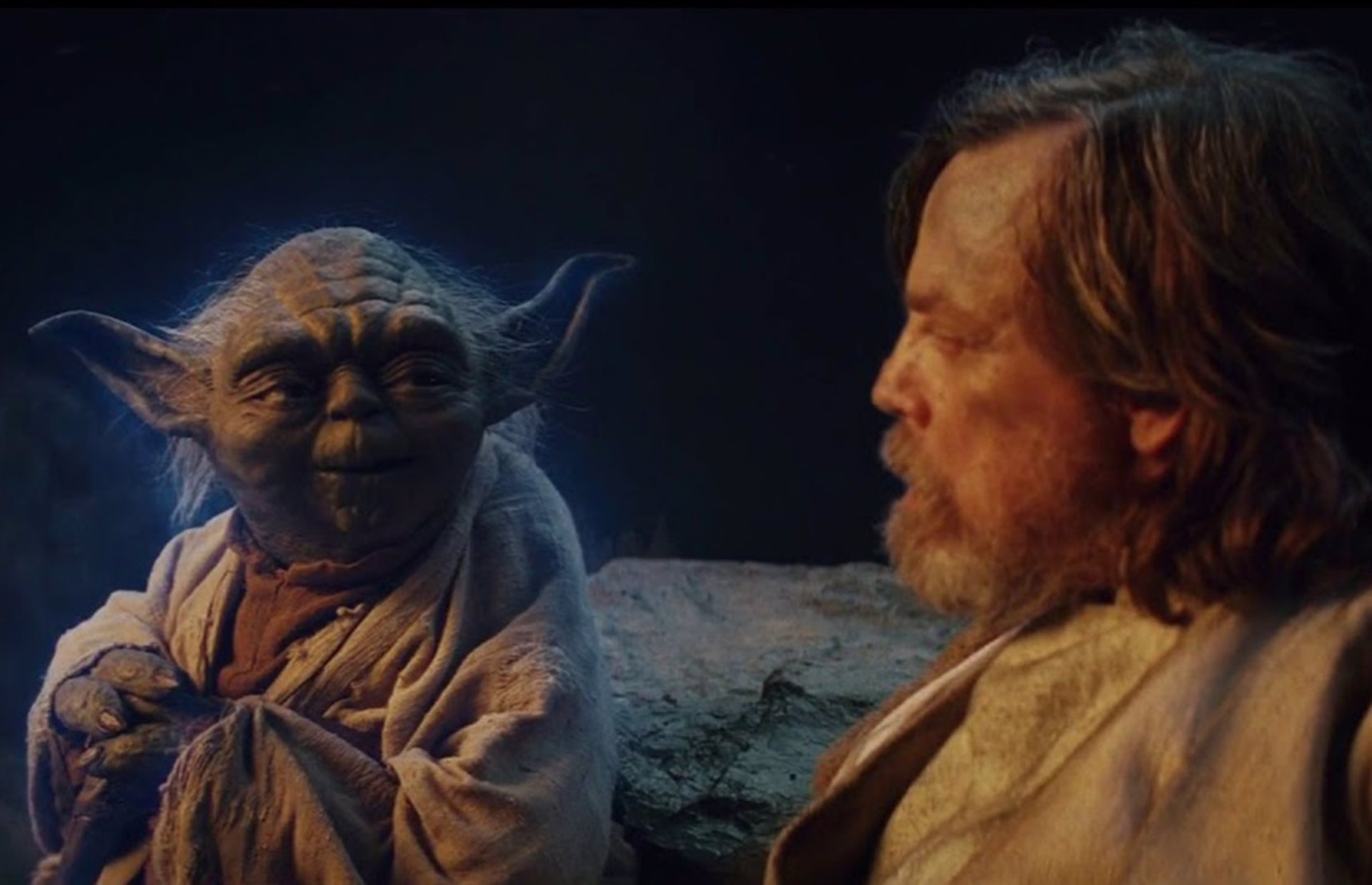 Yoda y Luke Skywalker durante una escena de la saga de "Star Wars".