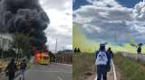 Desalojo del humedal Tibabuyes terminó en disturbios e incendio de SITP amarillo