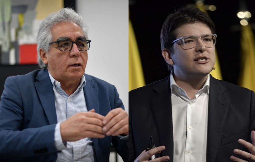 Director de la UNP, Augusto Rodríguez, y el fallecido senador Miguel Uribe.