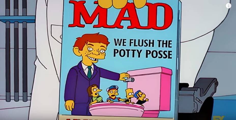 En el capítulo 262 de Los Simpson, un teniente de la Armada bombardea el edificio de la revista MAD. / Captura de pantalla Los Simpson