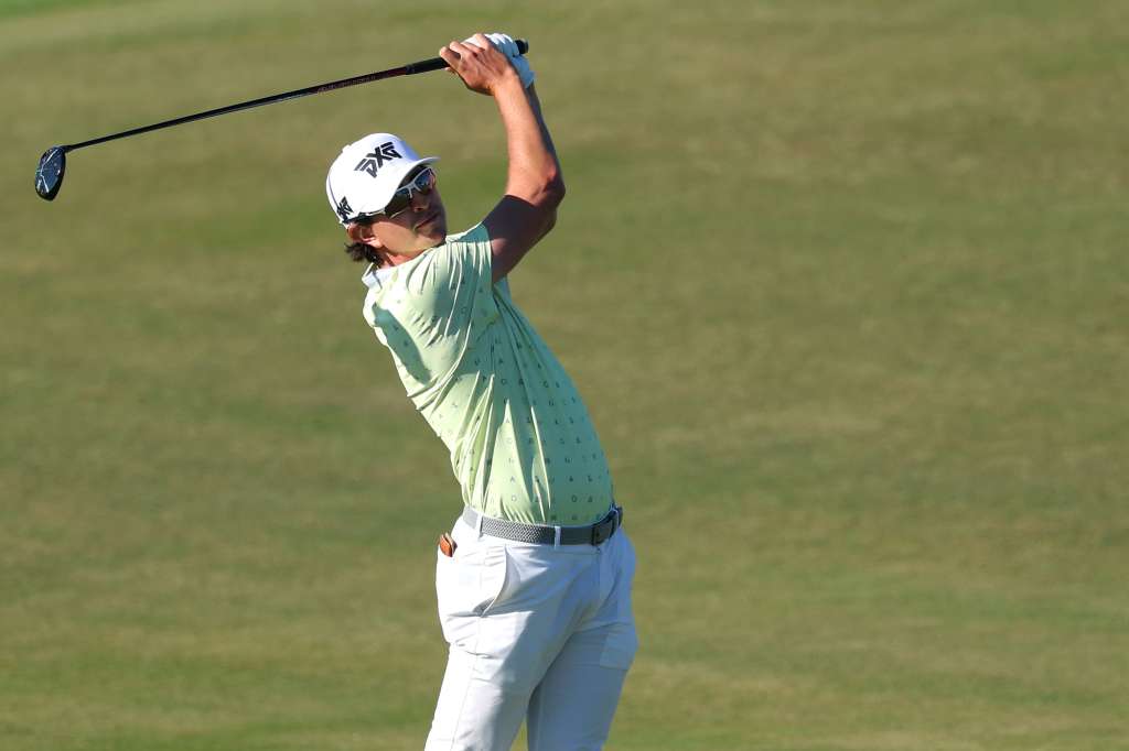 ST SIMONS ISLAND, GEORGIA - NOVEMBER 24: Nico Echavarria of Colombia plays a shot on the 15th hole during the final round of The RSM Classic 2024 at Sea Island Resort on November 24, 2024 in St Simons Island, Georgia. (Photo by Kevin C. Cox/Getty Images)