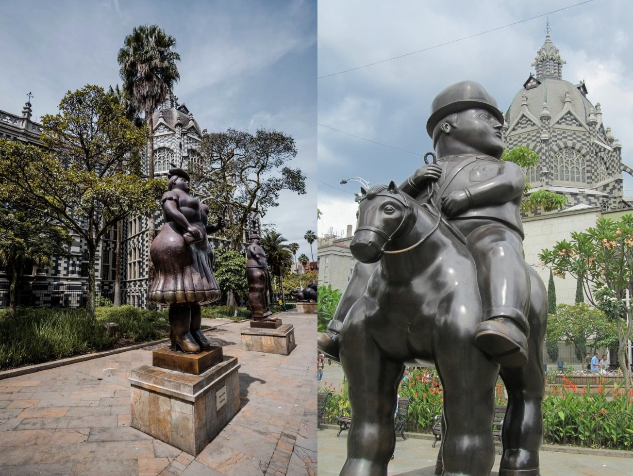 La Plaza Botero es un espacio abierto adornado con 23 esculturas de bronce de Fernando Botero.