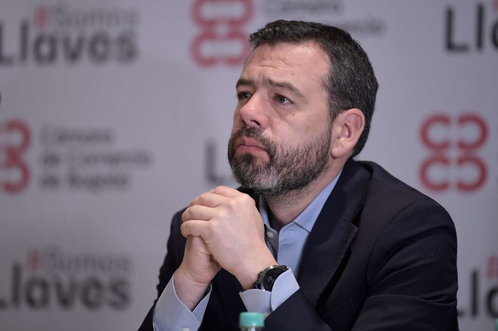 Alcalde de Bogotá, durante la presentación de los resultados de la vigésimo séptima versión de la Encuesta de Percepción y Victimización 2025 (EPV), realizada por la Cámara de Comercio de Bogotá (CCB)
