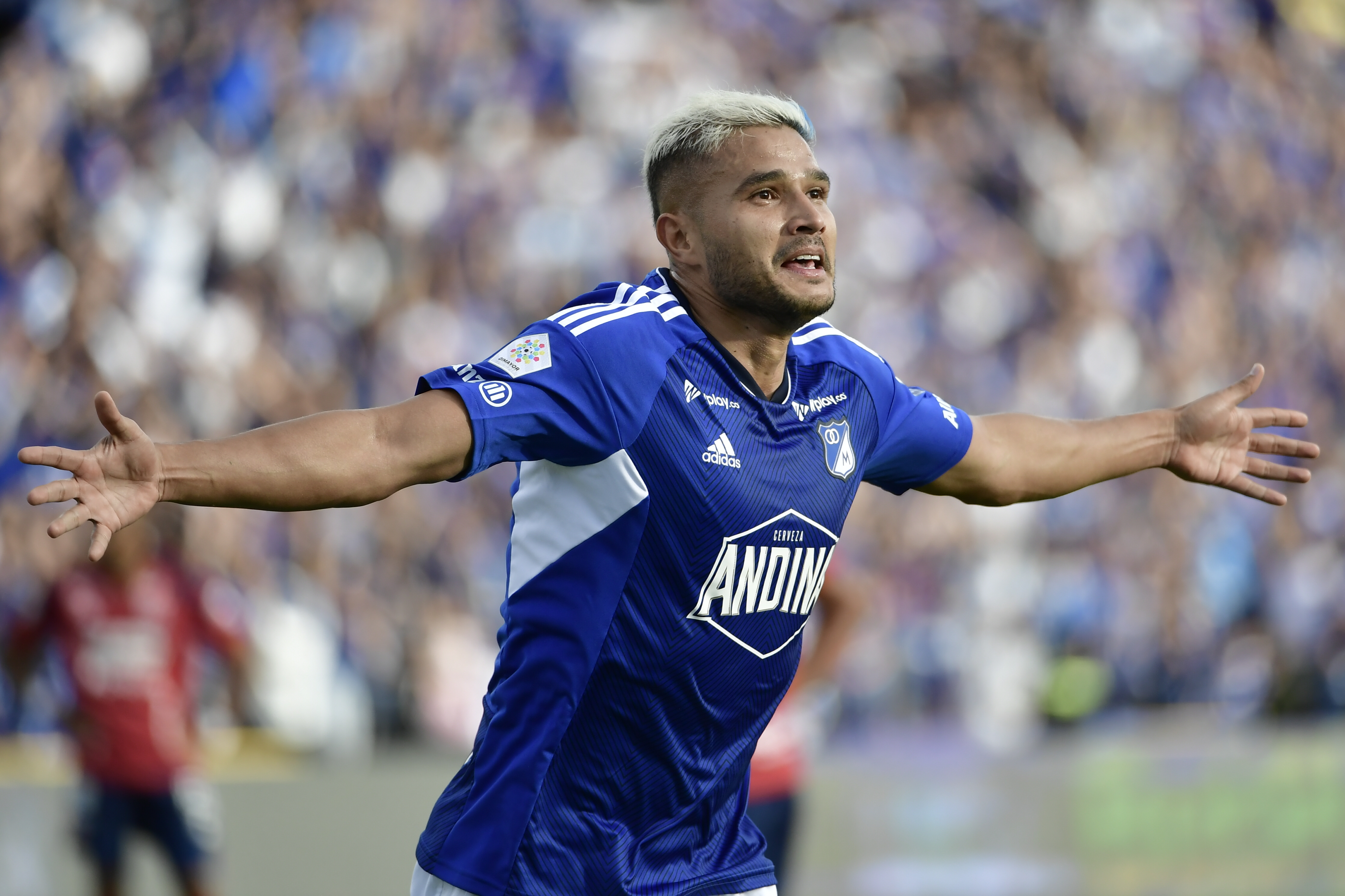Futbolista colombiano, centro campista de Millonarios en el partido ante Medellín por la tercer fecha del cuadrangular B de la Liga Betplay 2023-II.
