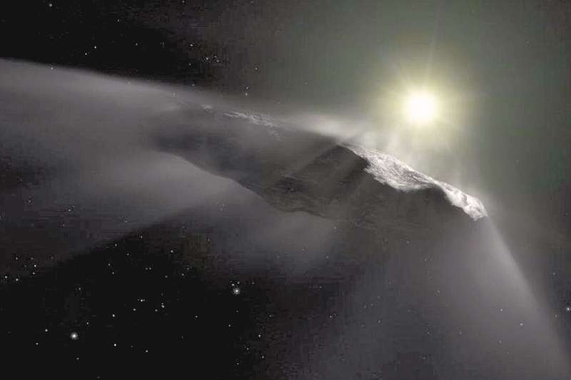 Representación gráfica de Oumuamua, el primer objeto interestelar observado por astrónomos.   / NASA  