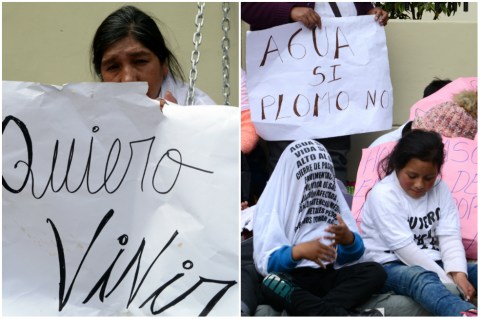 Campesinos de Perú se encadenan para denunciar contaminación por actividad minera