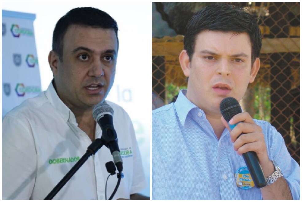 Edwin Besaile y Alejandro Lyons, gobernador y exgobernador de Córdoba.  / Tomada de YouTube y cortesía de "El Heraldo"