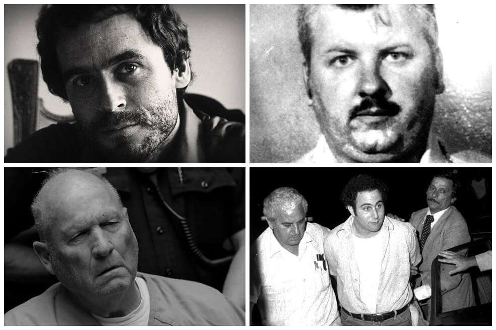 De arriba a bajo, de izquierda a derecha: Ted Bundy, John Wayne, James de Angelo y John Wayne. / Archivo y Cortesía