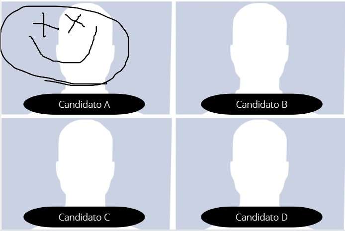 Aunque la recomendación es la X, la Registraduría considera como válidos casos como estos del tarjetón cuando se ve una intención sobre un candidato, como es este caso. Incluso, se reconoce como válido cuando se sale un poco de la casilla y se entienda la preferencia del voto sobre un candidato.