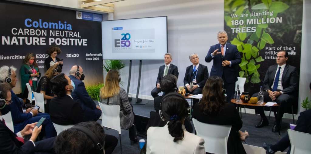 Iván Duque durante la presentación en Glasgow, Esocia.