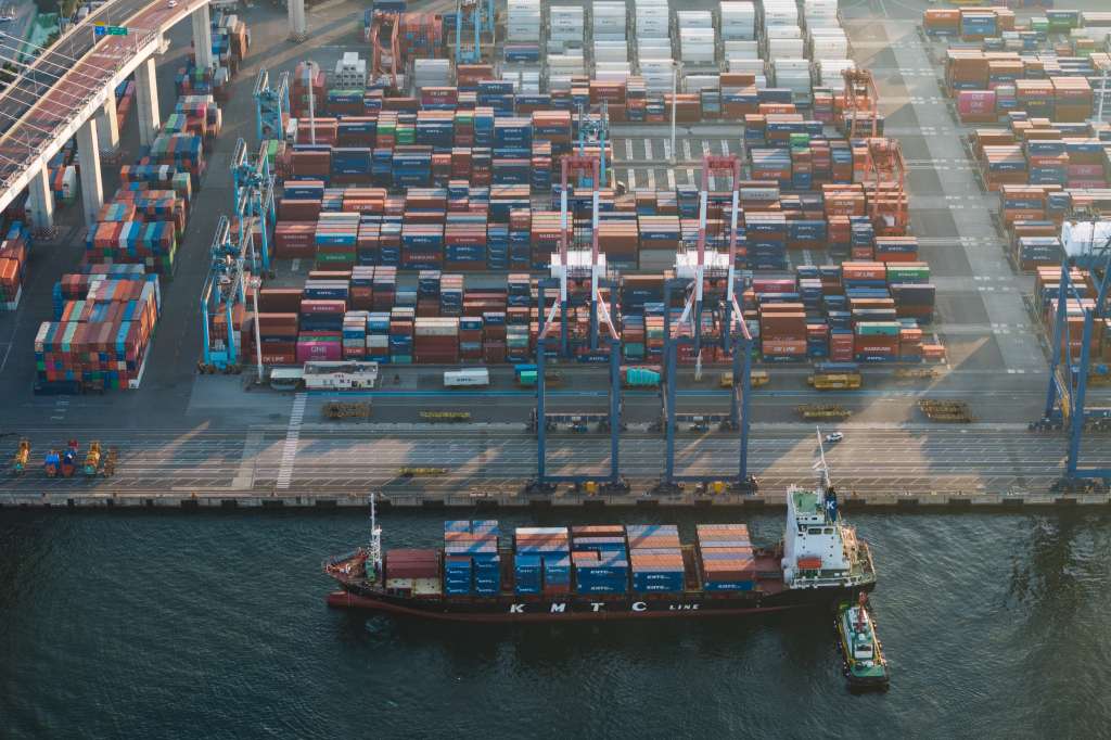 A container ship approaches the Busan Port Terminal (BPT) in Busan, South Korea, on Wednesday, July 23, 2025. South Korea is scheduled to release its gross domestic product (GDP) figures on July 24.