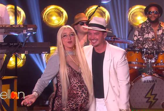 Ellen DeGeneres y J Balvin.
