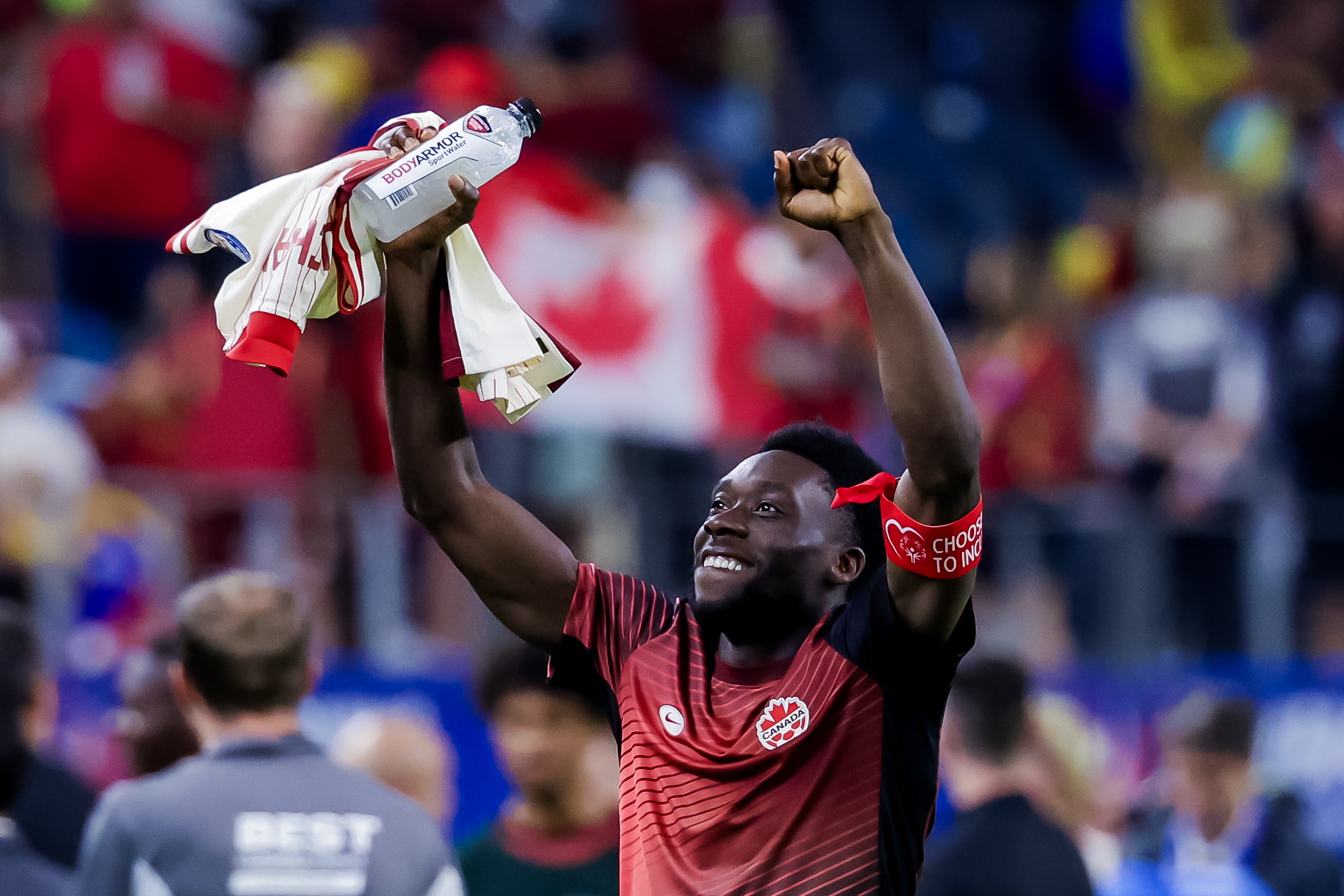 Arlington (United States), 06/07/2024.- Alphonso Davies of Canada reacts after Canada defeated Venezuela during penalty kicks in the CONMEBOL Copa America 2024 Quarter-finals match between Venezuela and Canada, in Arlington, Texas, USA, 05 July 2024. EFE/EPA/KEVIN JAIRAJ