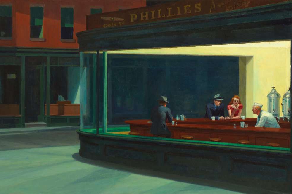 Nighthawks, la célebre pintura de Edward Hopper, se encuentra en el Instituto de Arte de Chicago.