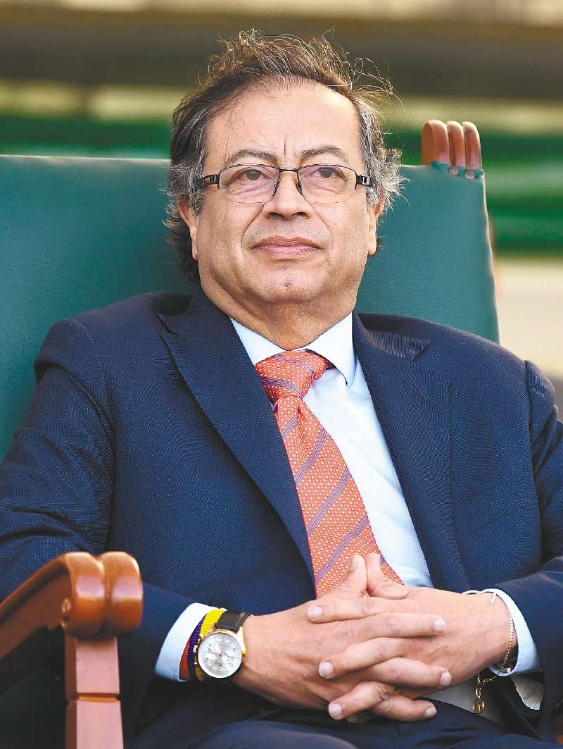 Colombian President Gustavo Petro attends a military ceremony to promote new Generals and Admirals of the Police and Military Forces at the Jose Maria Cordova Military School in Bogota, on December 17, 2022. (Photo by DANIEL MUNOZ / AFP)