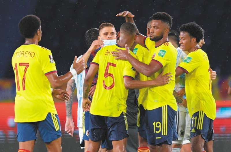 La selección de Colombia después de su partido contra Argentina en las Eliminatorias al Mundial de Catar 2022 / AFP / Raul ARBOLEDA