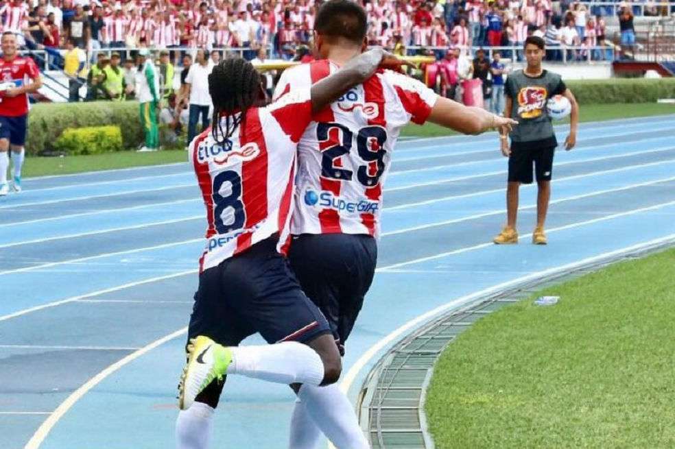 Teófilo Gutiérrez celebra el primer gol del Júnior frente a Nacional. / Junior FC