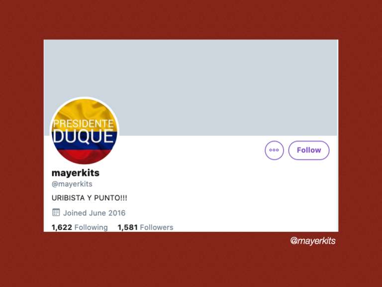 A continuación, algunas las cuentas de Twitter que participaron en alguno de los siete hashtags en contra de la JEP, y que tras las dos pruebas para comprobar si son bots, tienen una probabilidad superior al 82 % de ser una cuenta automatizada.