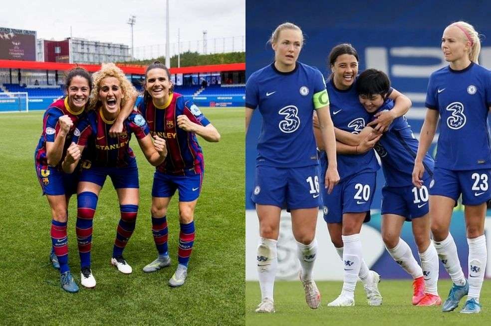 Las jugadoras de Barcelona y Chelsea después de asegurar su cupo a la final.