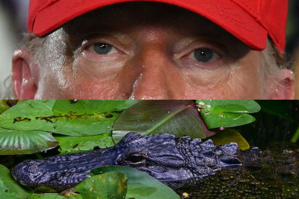 El presidente de Estados Unidos, Donald Trump, habla durante una mesa redonda mientras visita un centro de detención de migrantes, conocido como "Alligator Alcatraz", ubicado en el sitio del Aeropuerto de Entrenamiento y Transición Dade-Collier en Ochopee, Florida.