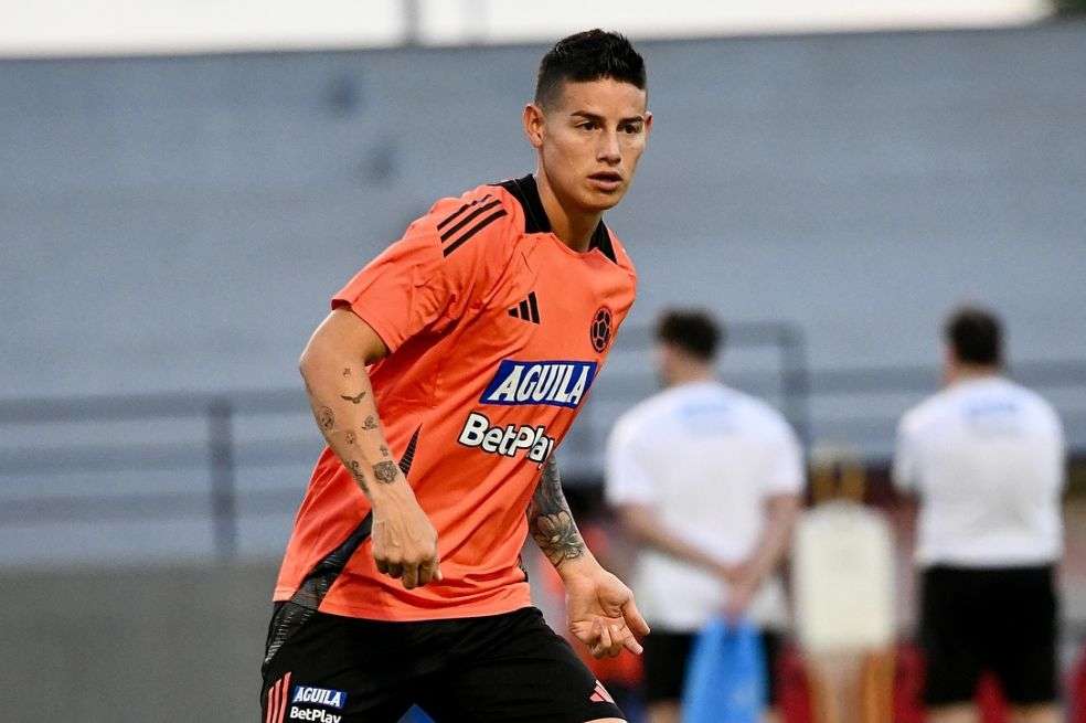James Rodríguez durante un entrenamiento con la selección de Colombia en Barranquilla.