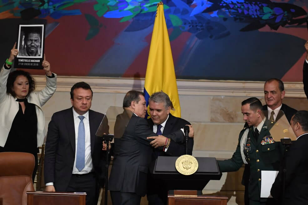 Ernesto Macías, presidente saliente del Congreso, no se dio cuenta de que dejó el micrófono prendido mientras revelaba su plan contra la oposición. / Óscar Pérez - El Espectador