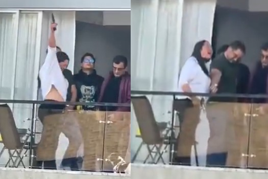 Vecinos grabaron a la mujer disparando al aire en un conjunto del norte de Bogotá.