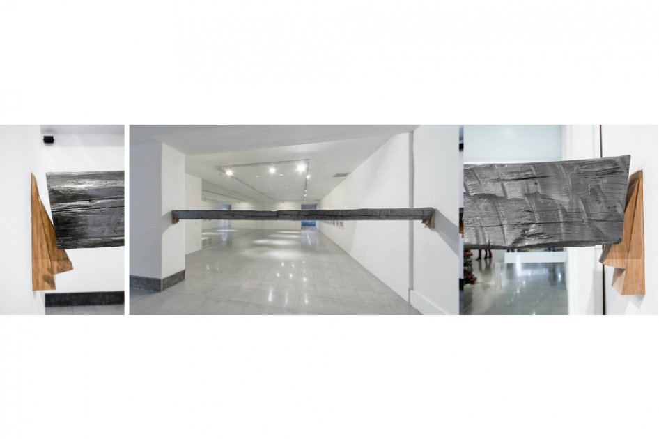 “Horizontal” (2013), Santiago Reyes V. Grafito y madera, 300 cm x 15 cm x 15 cm. / Jairo Llano
