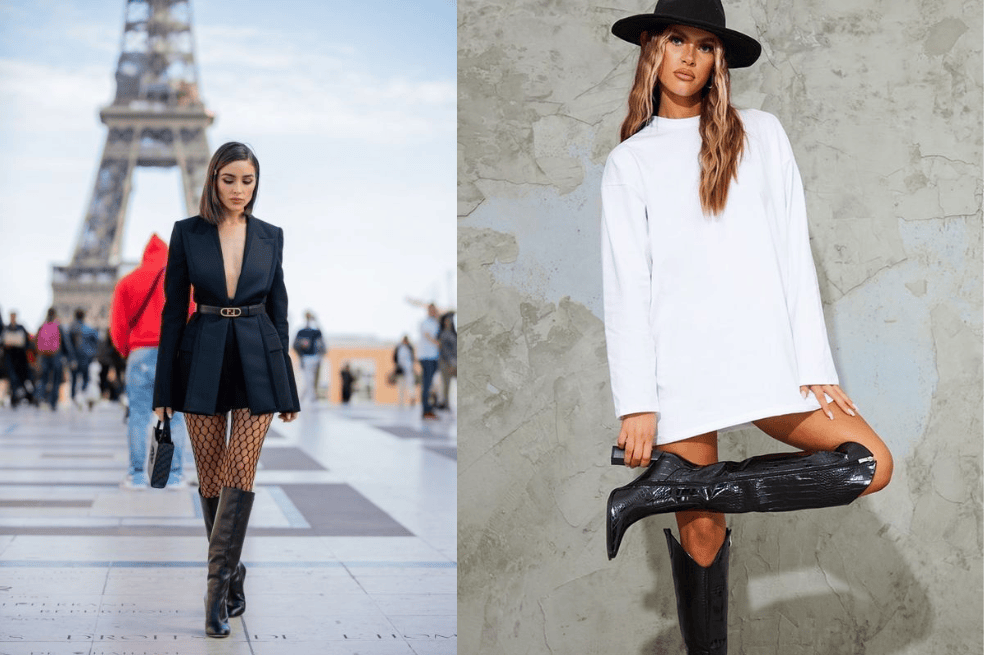 Ideas de outfit con botas caña alta para mujer