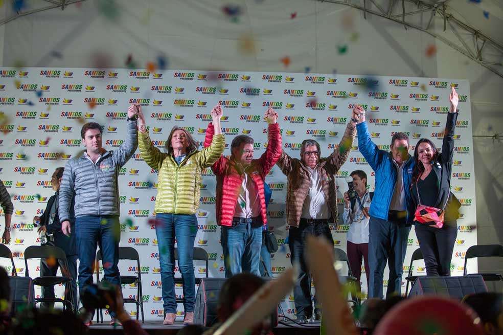 La campaña del presidente Juan M. Santos y su vicepresidente Germán Vargas tuvo el respaldo del exmandatario César Gaviria. / Archivo