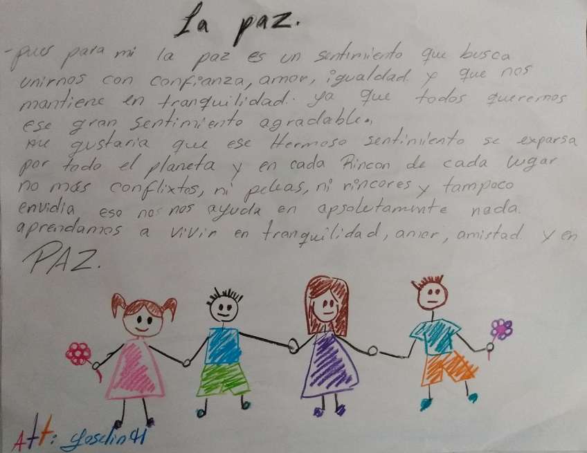 Yoselin H, desde Pondores (La Guajira), dibujó sus anhelos. Su reflexión escrita también está en el libro.