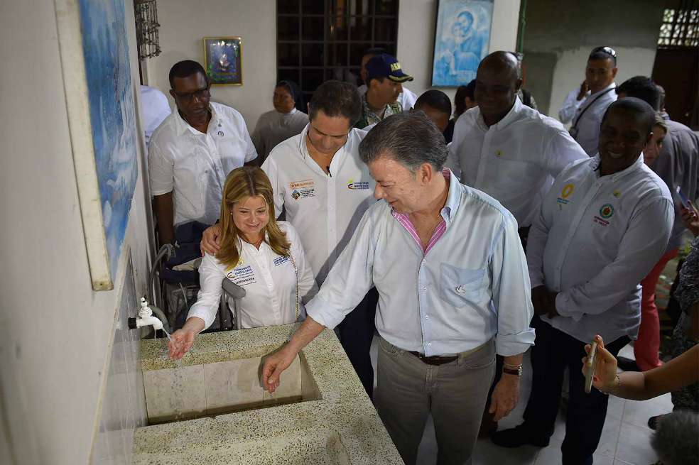 Durante el evento también se puso la primera piedra de la fase uno del acueducto de Istmina, / Presidencia.