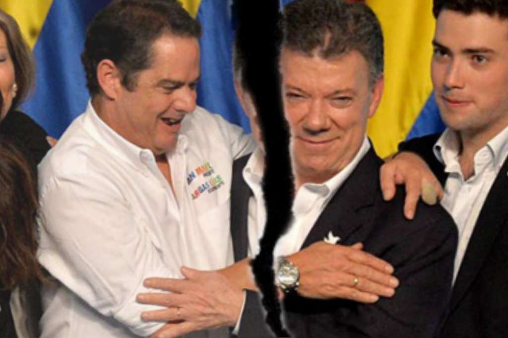 Así celebraron Santos y Vargas Lleras el triunfo electoral en 2014.