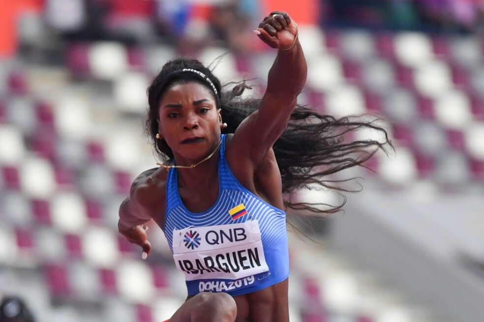 Caterine, durante el Mundial de Atletismo Doha 2019. / AFP