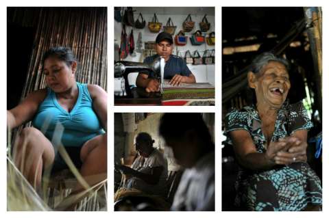 Imágenes de los indígenas y campesinos que trenzan el sombrero vueltiao por una miseria