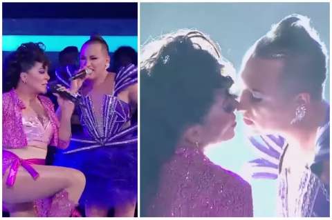 Marbelle besó a un participante de “La Descarga” en plena presentación