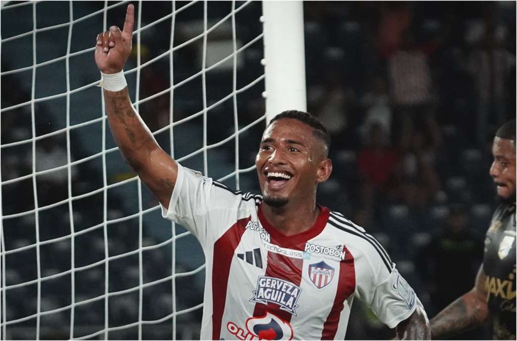 Jhomier Guerrero marcó el segundo tanto en la goleada de Junior sobre Llaneros, en el Metropolitano.