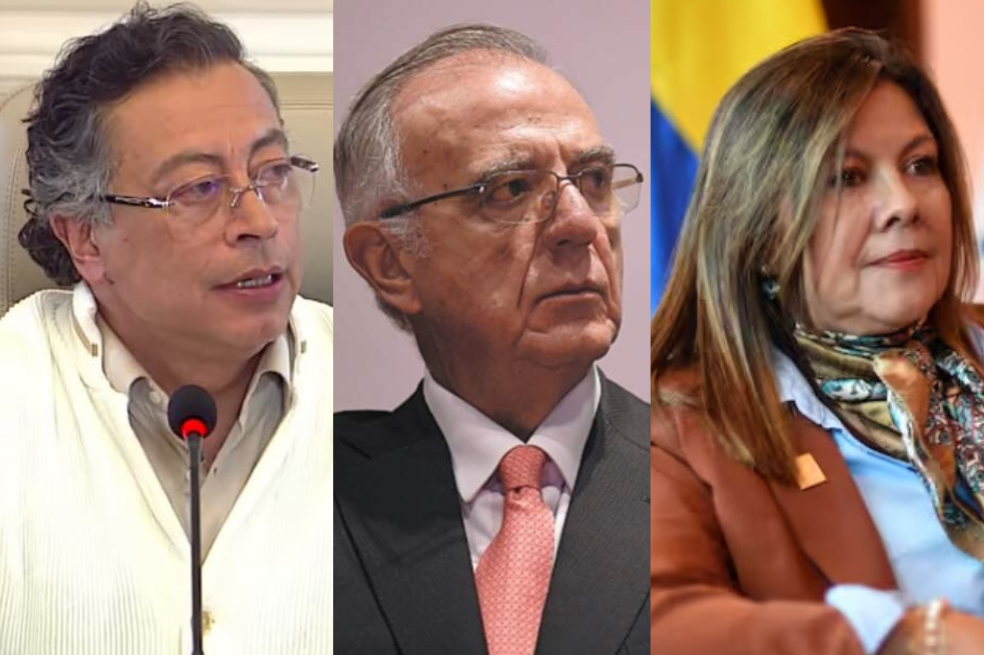 El presidente Gustavo Petro, el embajador Iván Velásquez y la fiscal Luz Adriana Camargo.