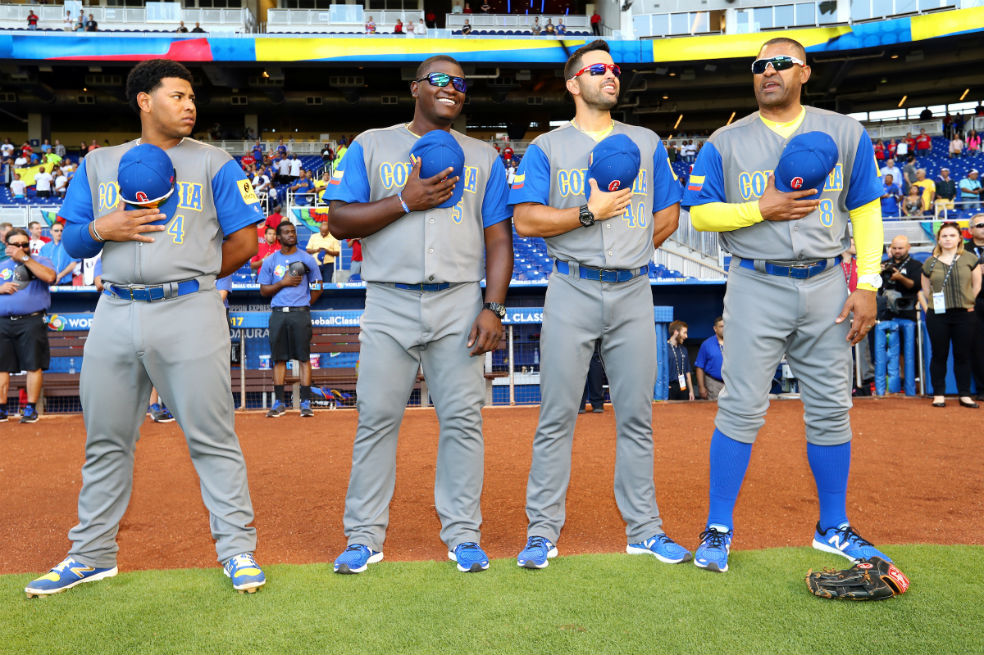 (De izquierda a derecha) Mebry Viloria, Jair Fernández, Luis Felipe Urueta y Jolbert Cabrera. / Alex Trautwig / MLB