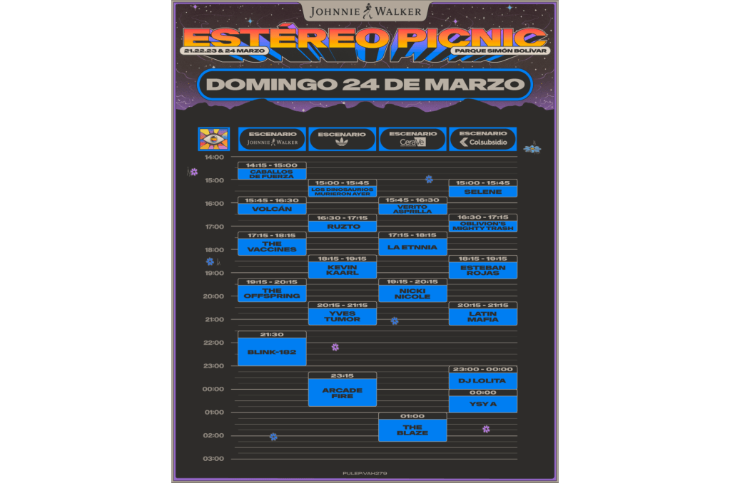 El cronograma para el domingo 24 de marzo.
