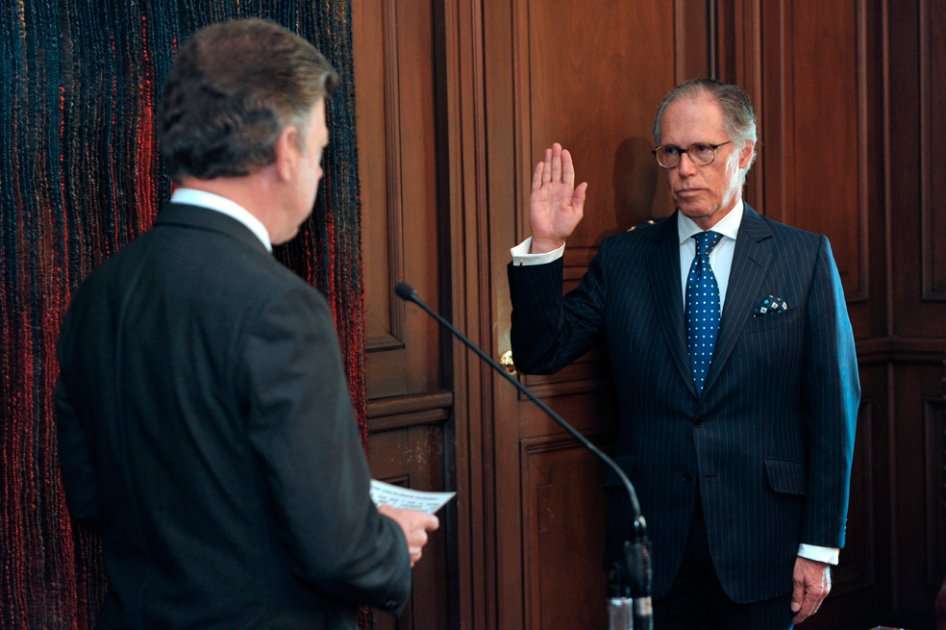 El presidente Juan Manuel Santos en el acto de juramento del embajador de Colombia en Estados Unidos, Carlos Urrutia, el 5 de septiembre de 2012.