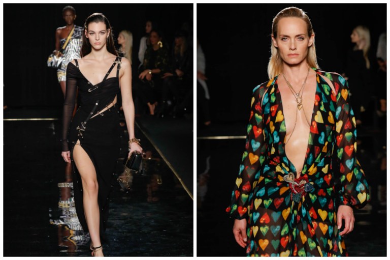 Versace revive dos de sus prendas icónicas: el vestido negro de Elizabeth Hurley y el "JLo dress"