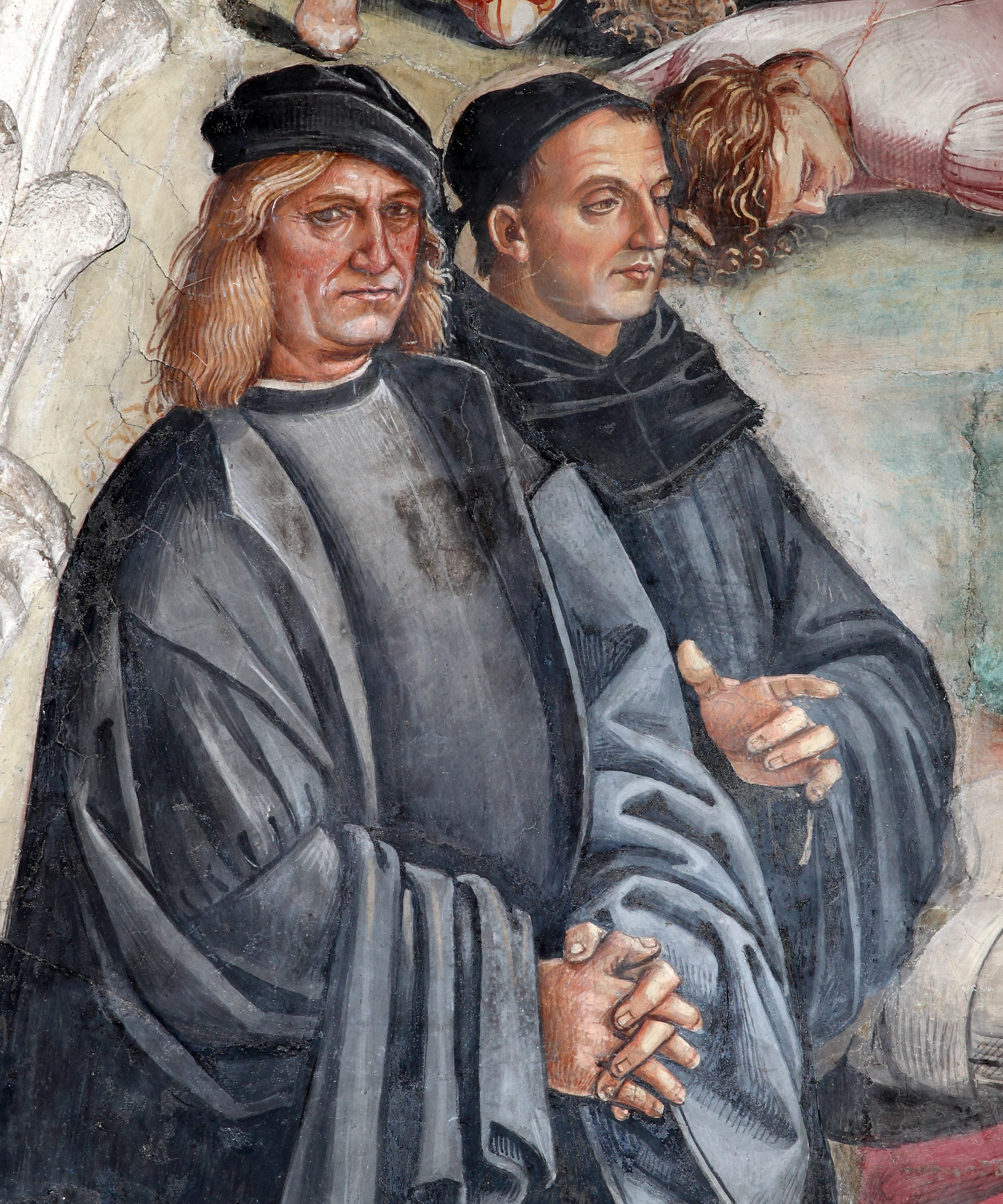 ROMA (ITALIA), 11/03/2023.- Vista del detalle del autorretrato de Luca Signorelli (i) con Fra Angélico en el fresco de la capilla nueva del Duomo de Orvieto. EFE/ Opera del Duomo di Orvieto SOLO USO EDITORIAL/SOLO DISPONIBLE PARA ILUSTRAR LA NOTICIA QUE ACOMPAÑA (CRÉDITO OBLIGATORIO)