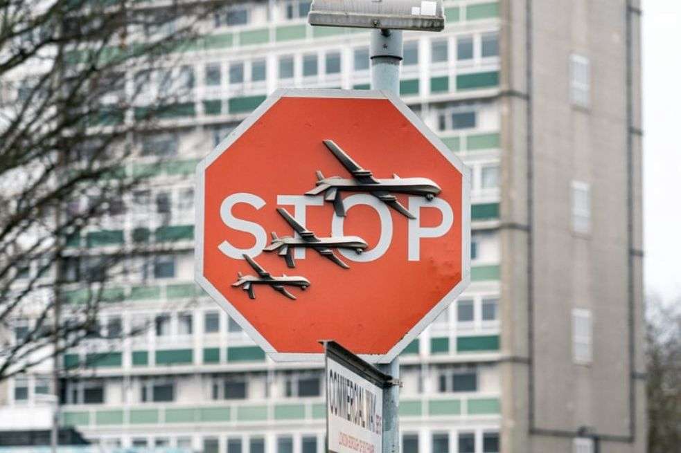 La obra de Banksy que fue robada este viernes en Londres.