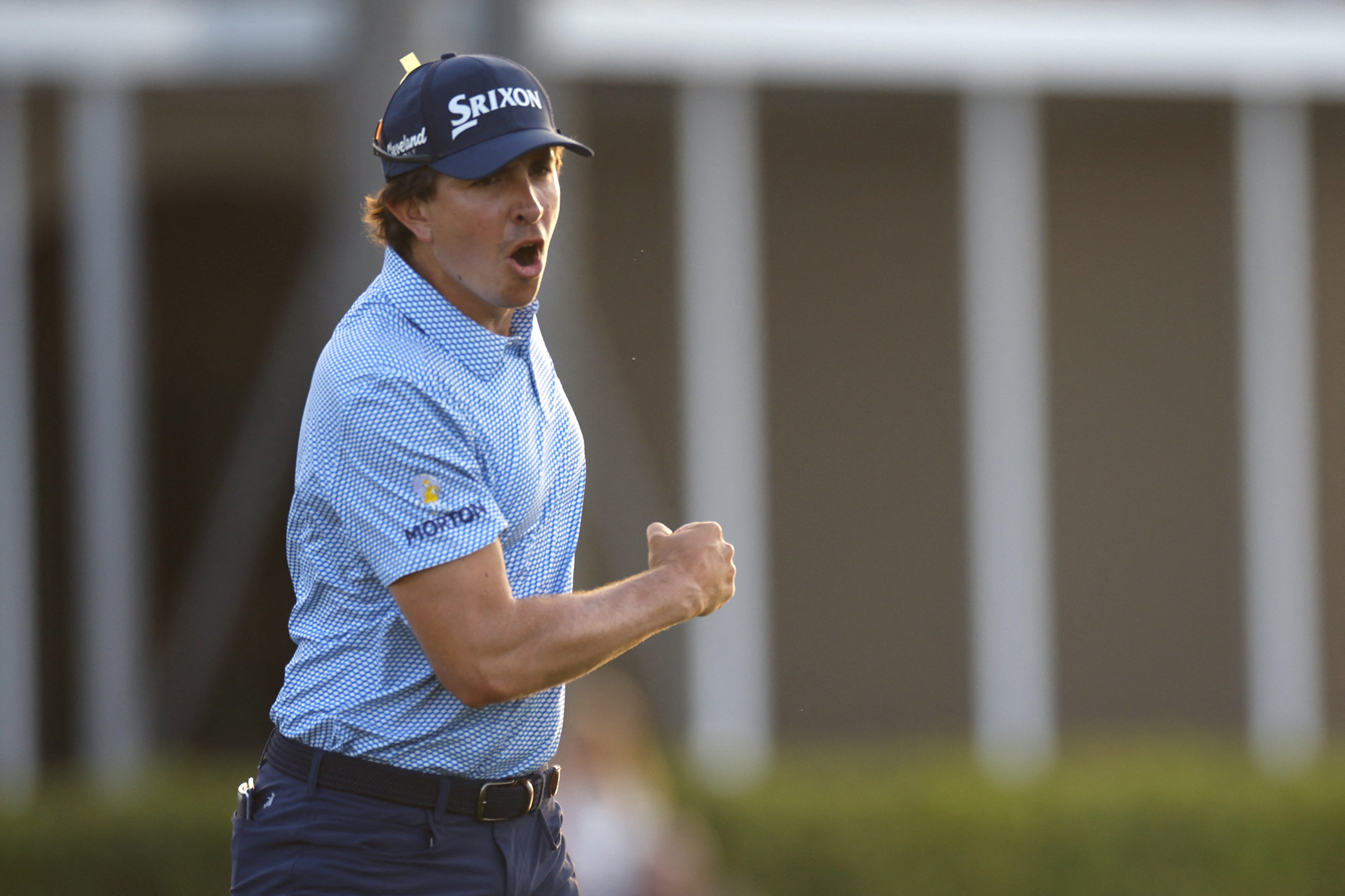 PALM BEACH GARDENS, FLORIDA - MARCH 01: Nico Echavarria of Colombia celebrates after a putt on the 17th green during the final round of the Cognizant Classic 2026 at PGA National Resort And Spa on March 01, 2026 in Palm Beach Gardens, Florida. Mike Ehrmann/Getty Images/AFP (Photo by Mike Ehrmann / GETTY IMAGES NORTH AMERICA / Getty Images via AFP)