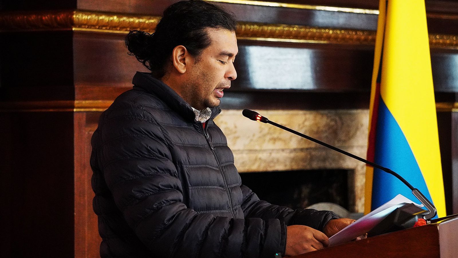 Paulo Añokazi, secretario  de la MPC 
y vocero del Movimiento Indígena representa a las siete organizaciones indígenas que agrupan 115 pueblos originarios.