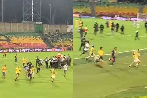 Video: hinchas de Bucaramanga invadieron la cancha para protestar durante partido