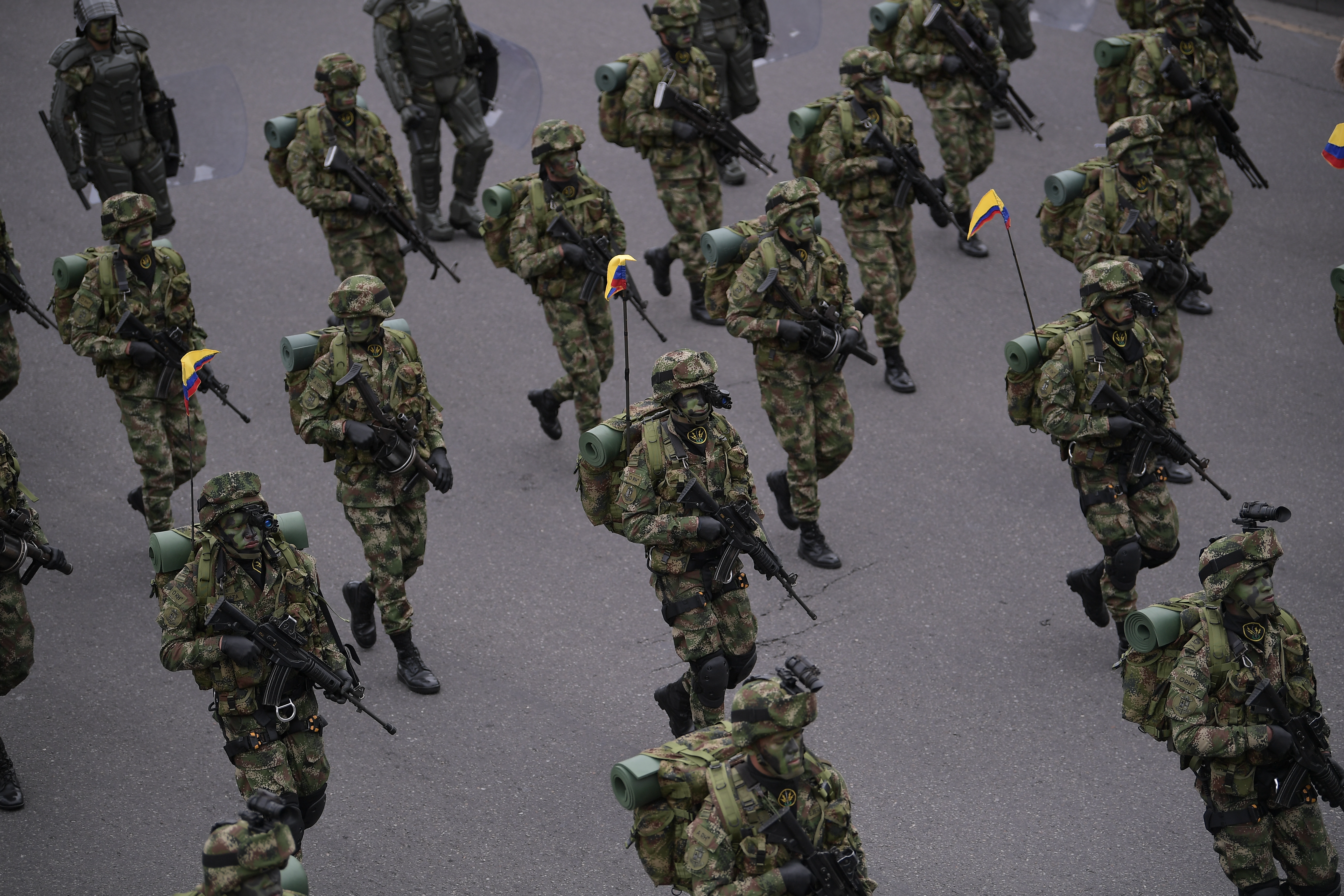 Desfile militar realizado el 20 de Julio, día de la Independencia de Colombia.